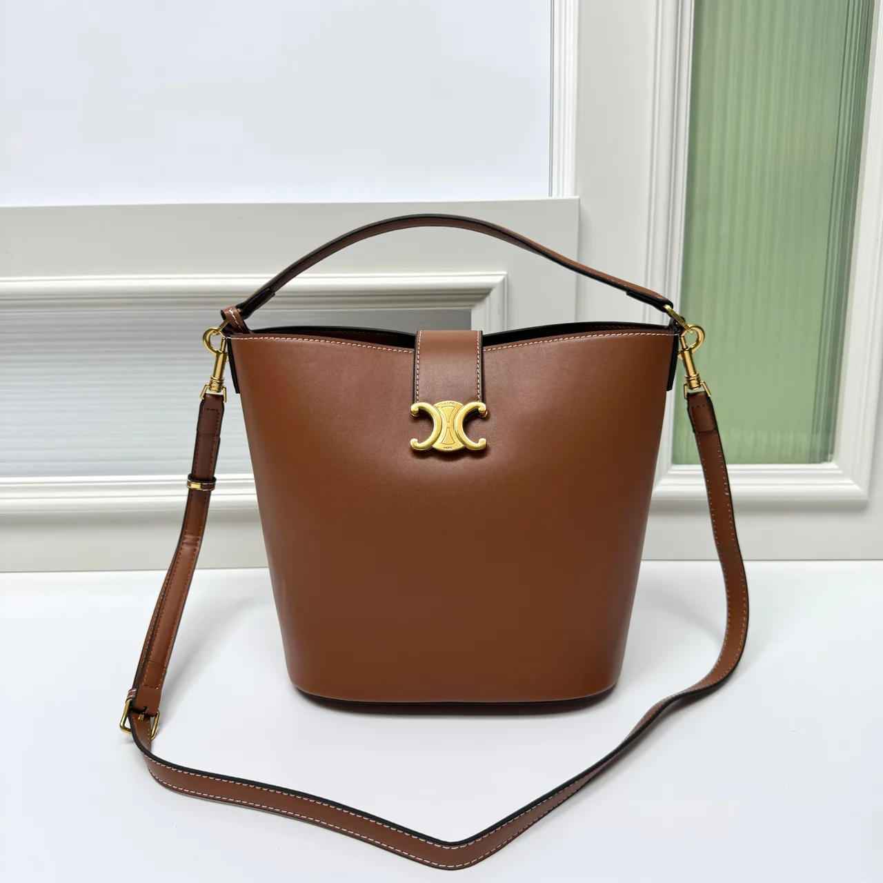 Celine Calfskin Smooth Bucket Bag in Brown · view 1