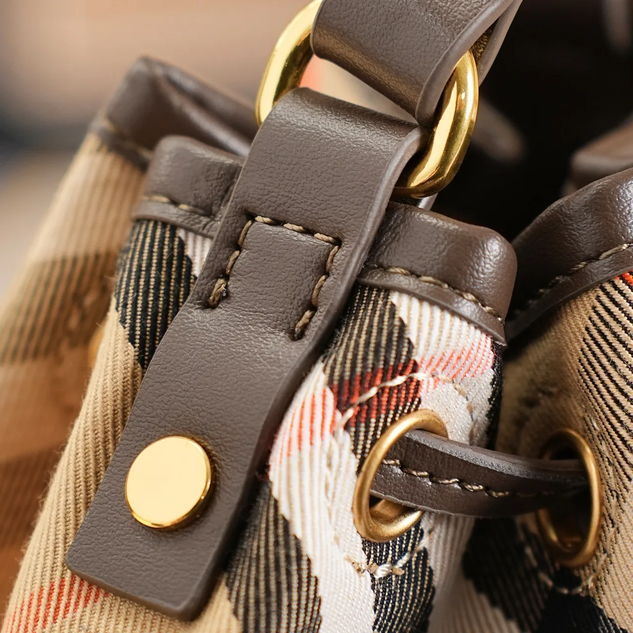 Burberry Check Bucket Bag in Beige · view 8