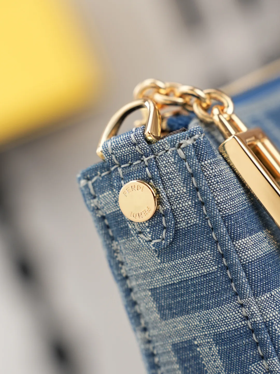 Fendi Baguette Denim Clutch in Blue · view 6