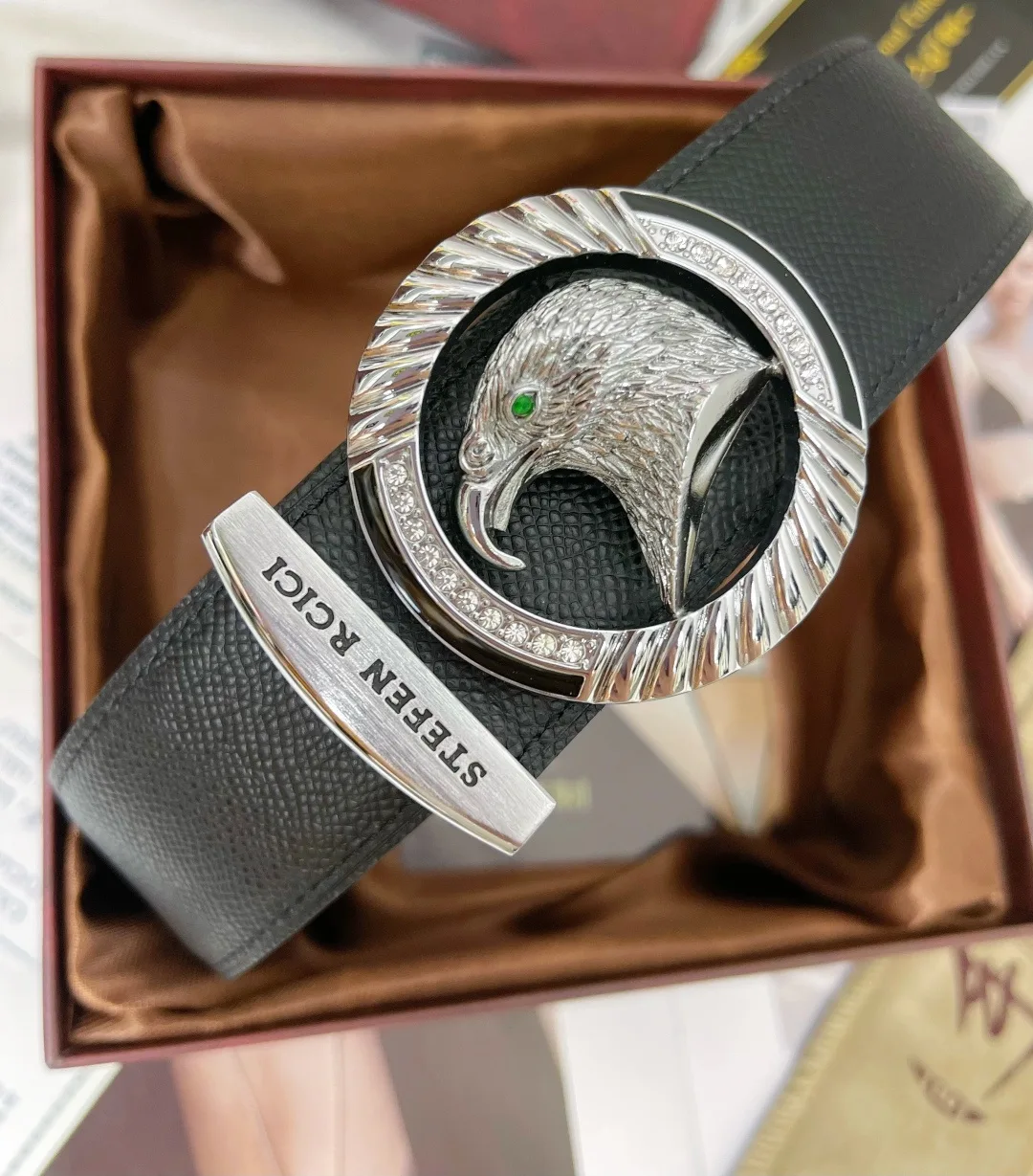 Stefen Rcici Eagle Buckle Belt in Black · view 4