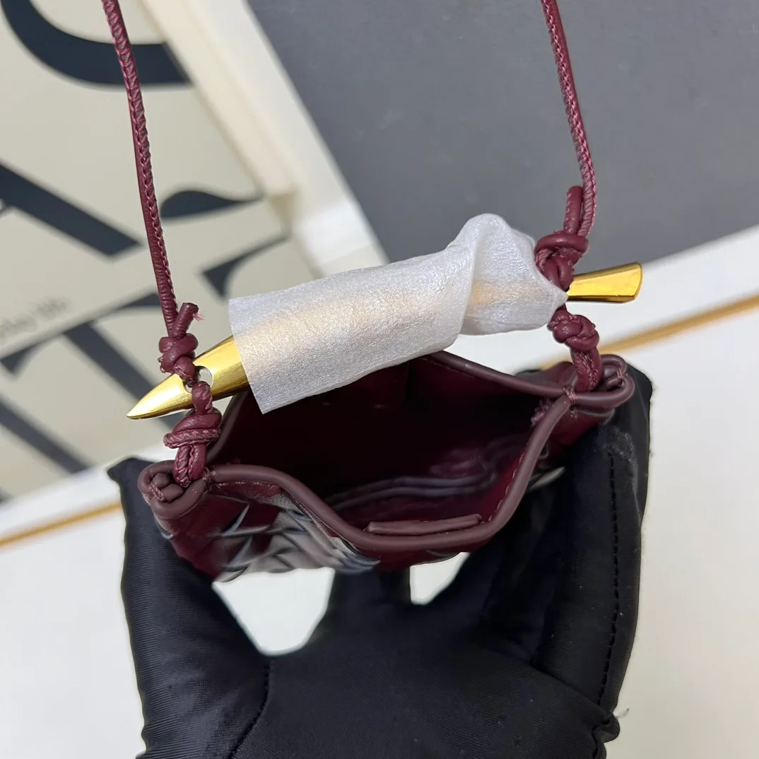 Bottega Veneta Woven Miniature Sardine Bag Charm in Burgundy · view 4