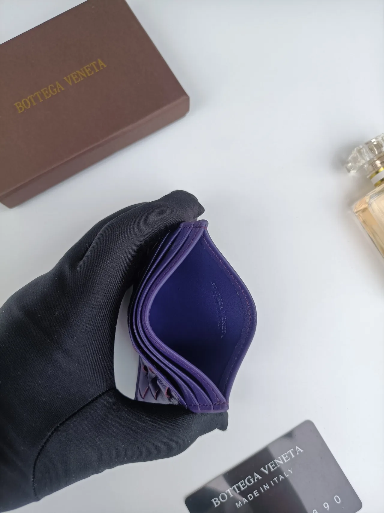 Bottega Veneta Woven Cardholder in Purple · view 5