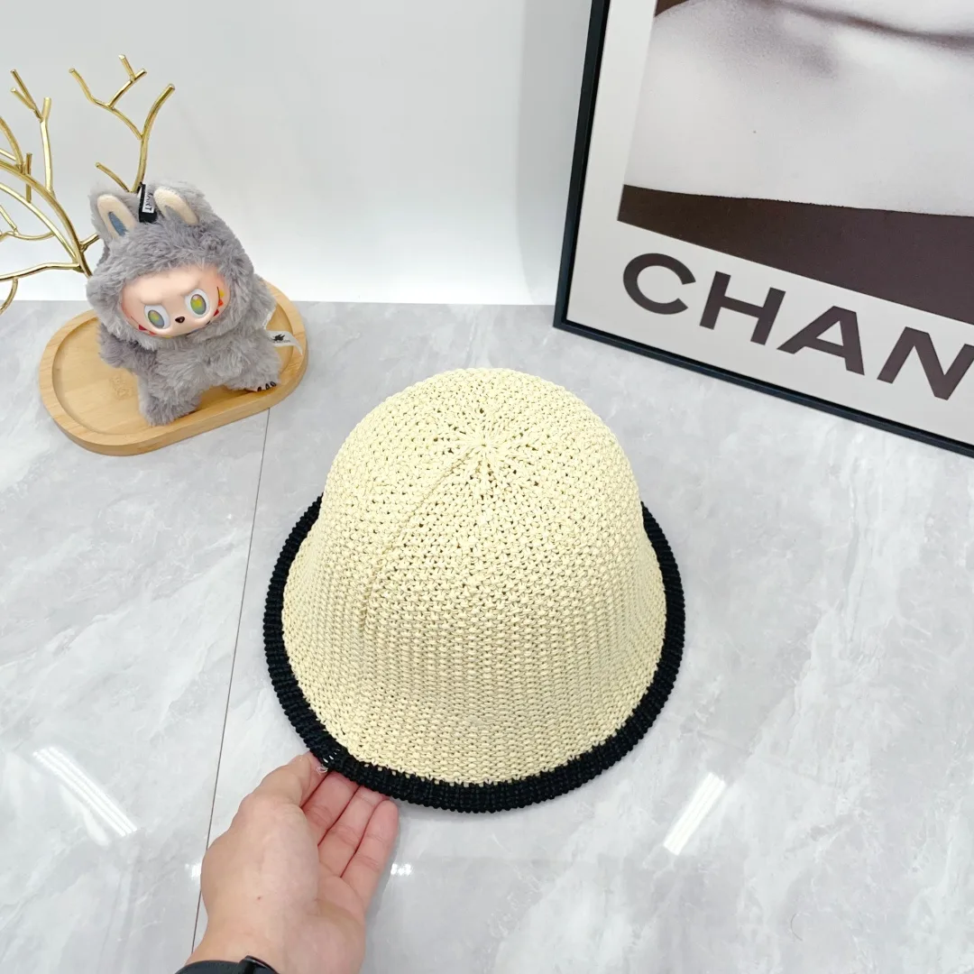 Chanel Woven Bucket Hat in White & Blue & Beige & Brown · view 9