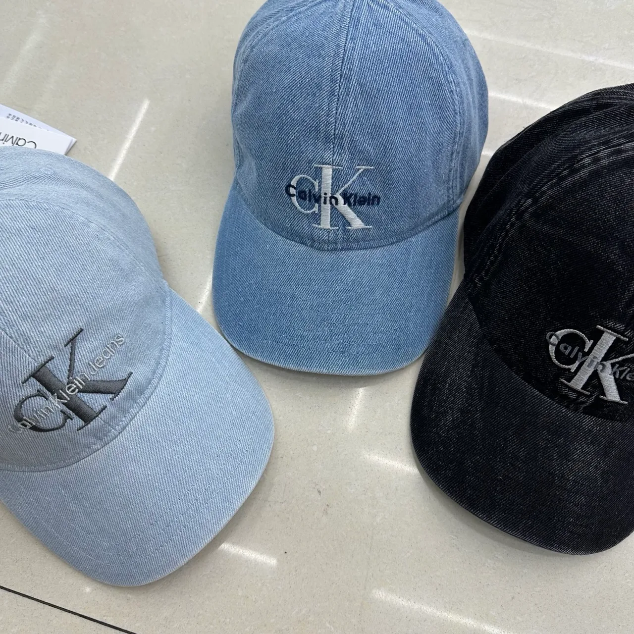 Calvin Klein Denim Baseball Cap in Blue & Black · view 8