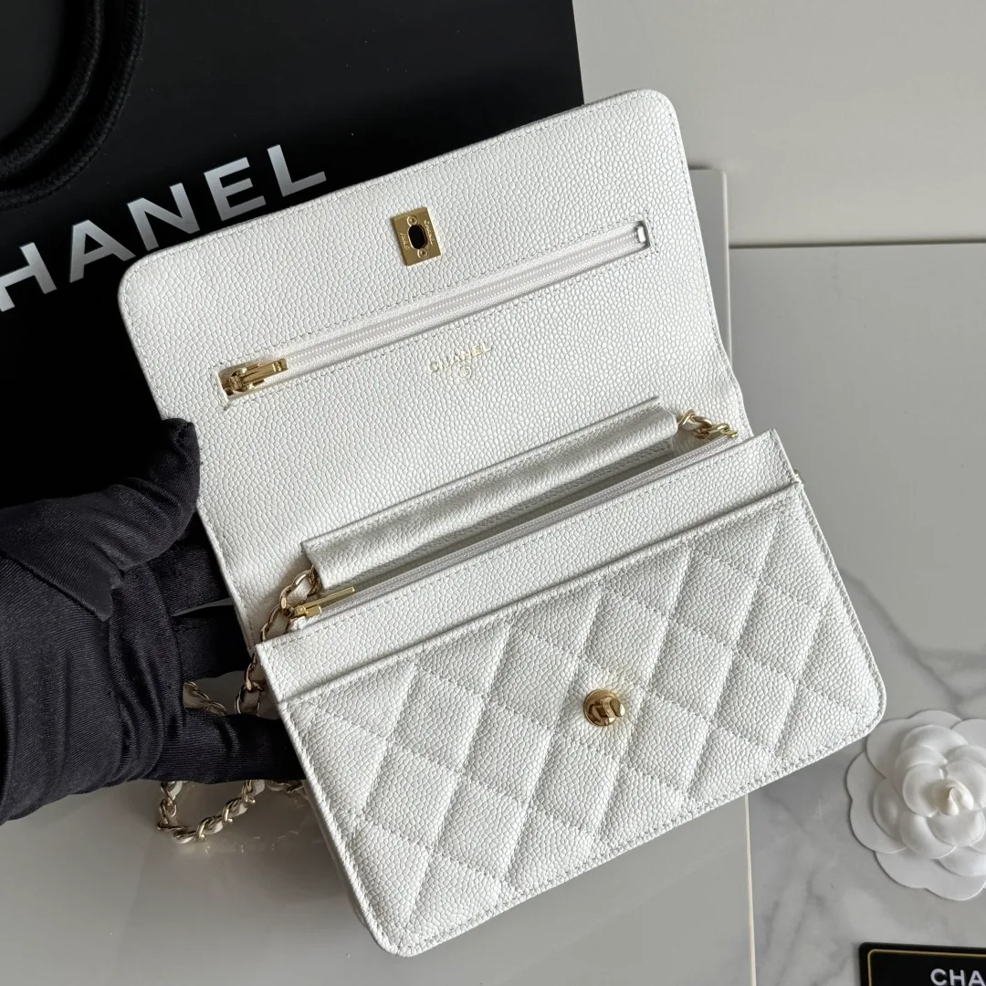 Chanel Calfskin Quilted Clutch in White · view 8