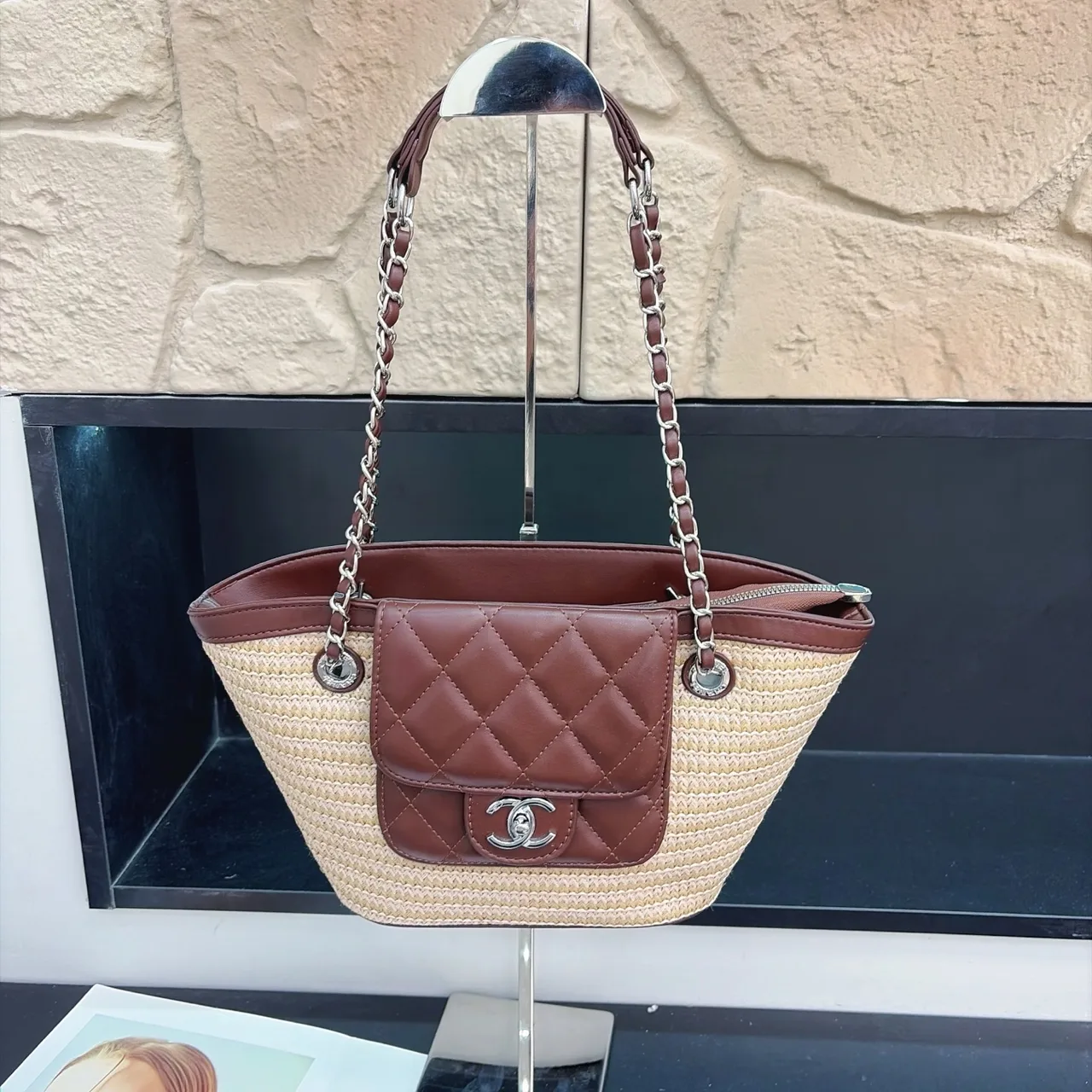Chanel Woven Chain Tote in Beige · view 4