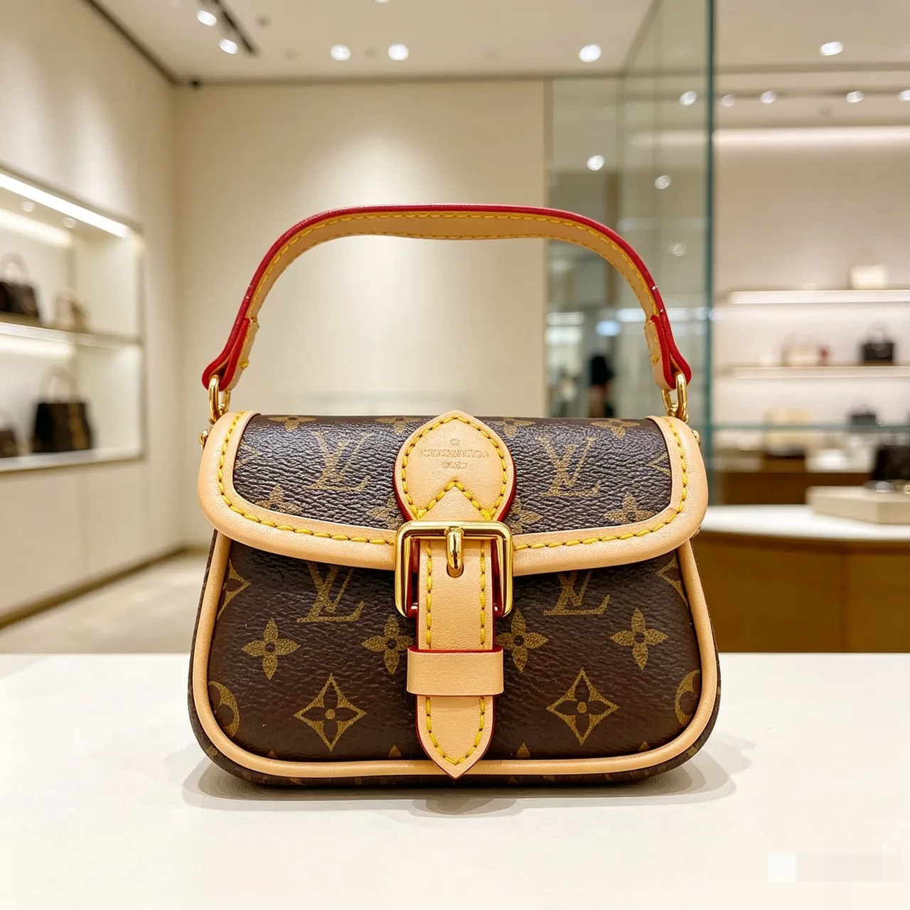 Louis Vuitton Baguette Mini Beverly Bag in Brown & White & Blue · view 1