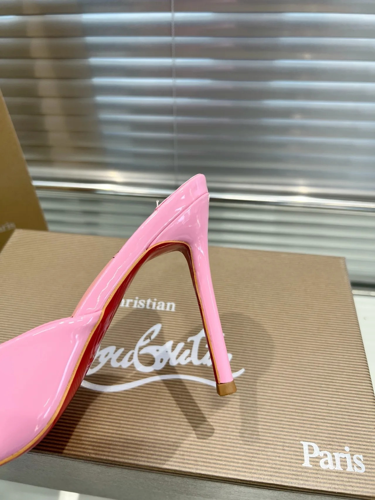 Christian Louboutin Open-toe heeled mules in Pink & Burgundy & Black & Blue & White · view 7