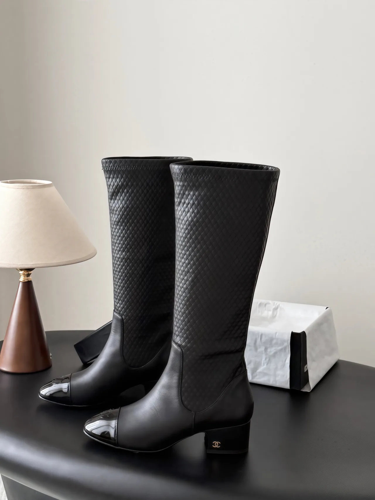 Chanel Cowhide Smooth Pointed-Toe Boots in Black · view 2
