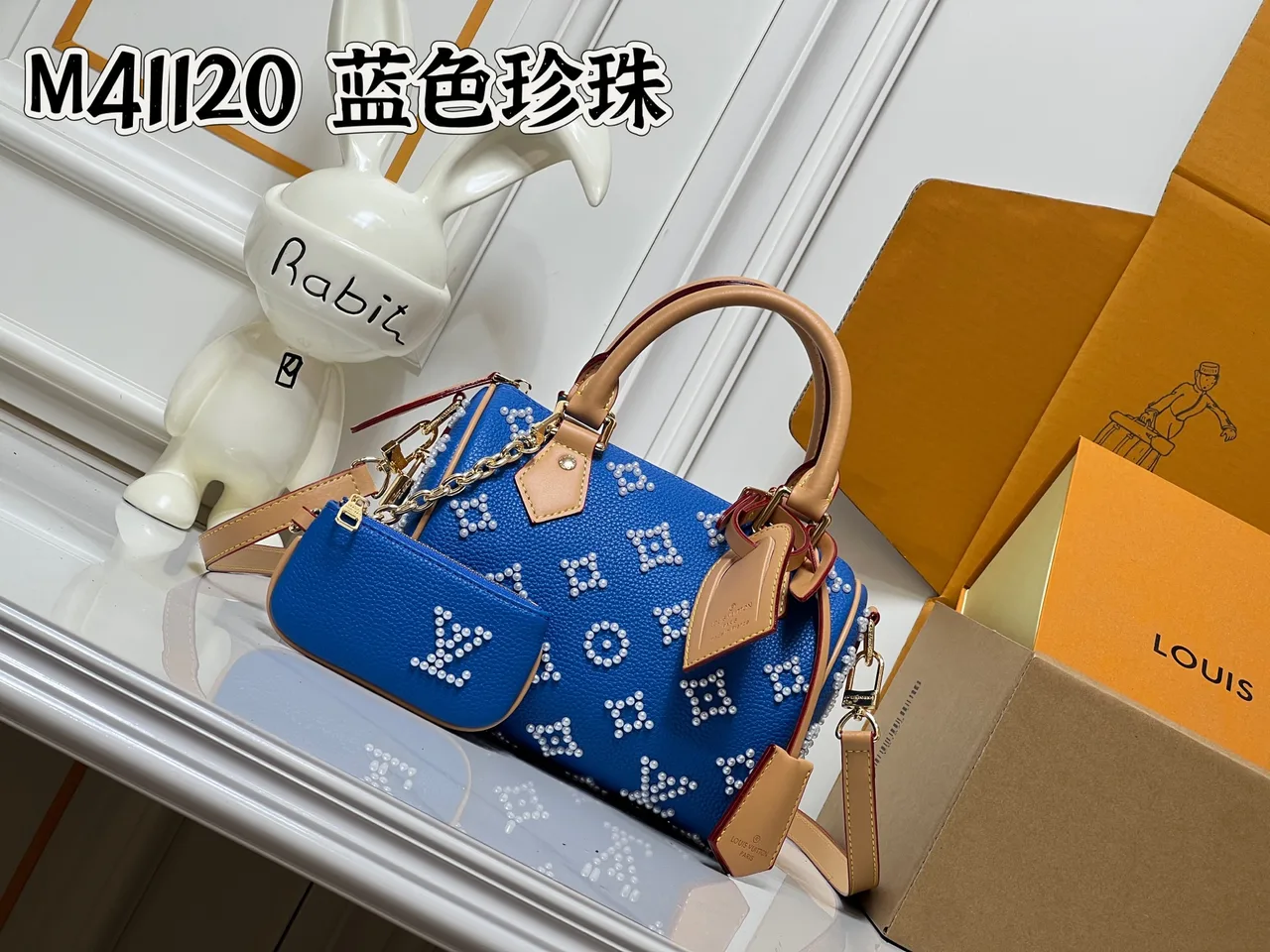 Louis Vuitton Calfskin Speedy Handbag in Blue · view 1