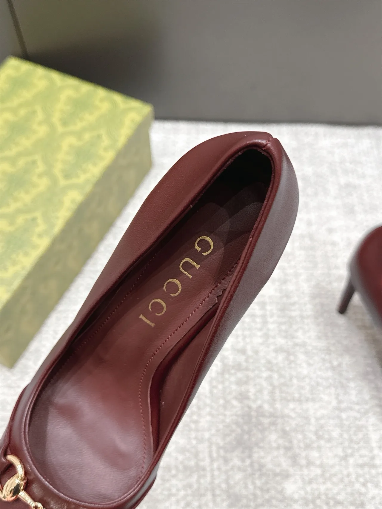 Gucci Sheepskin Horsebit Heel Pumps in Burgundy · view 8