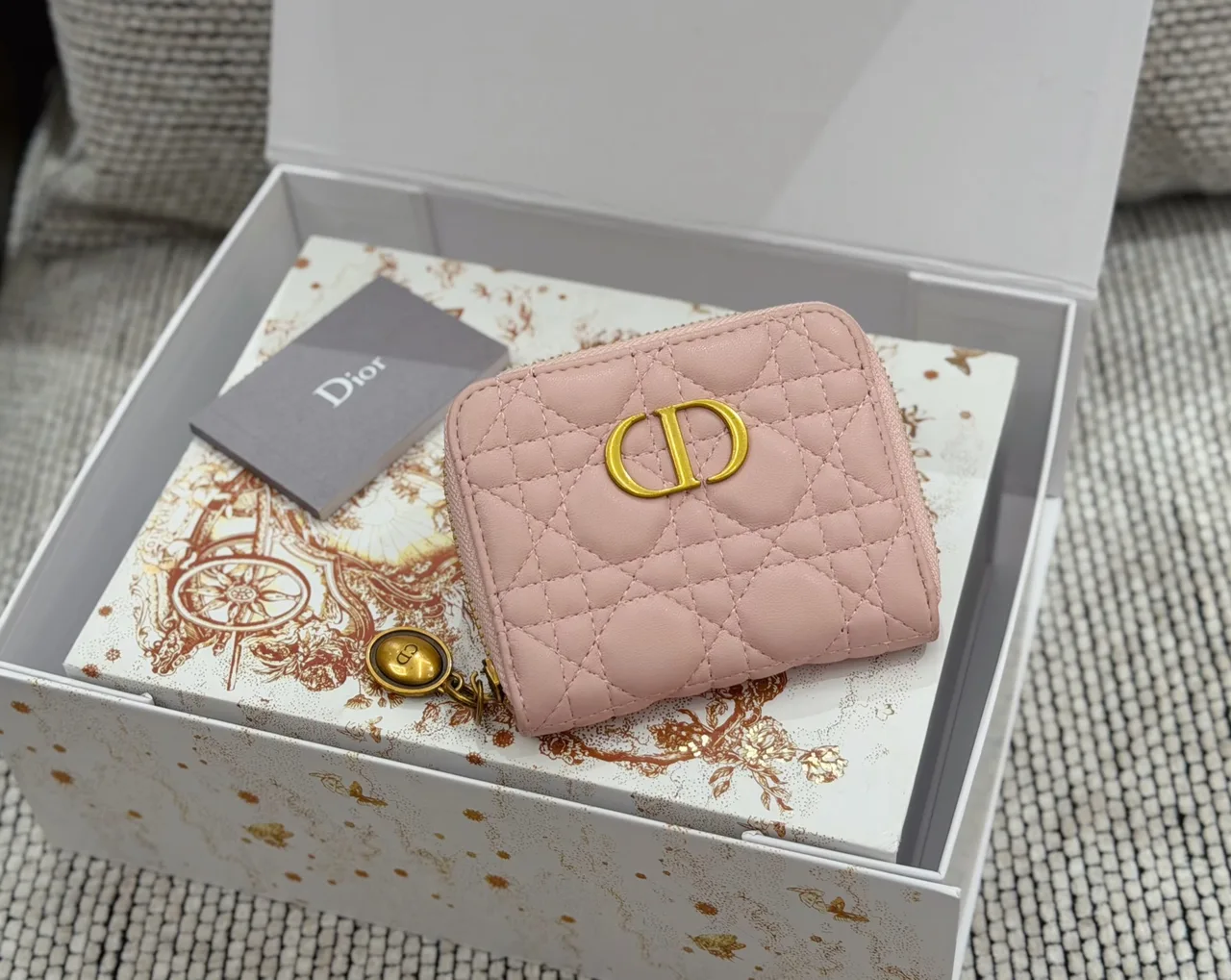 Dior CD zip wallet in White & Pink & Beige & Burgundy & Red & Black & Grey · view 2