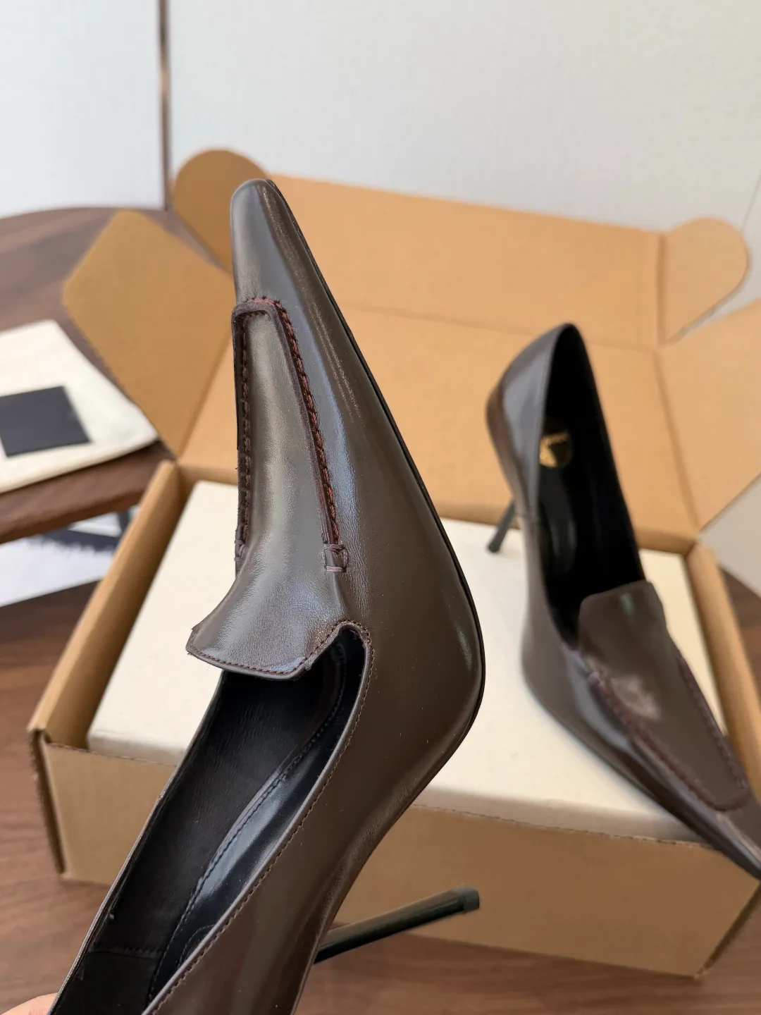 Saint Laurent Cowhide Pumps in Brown · view 6
