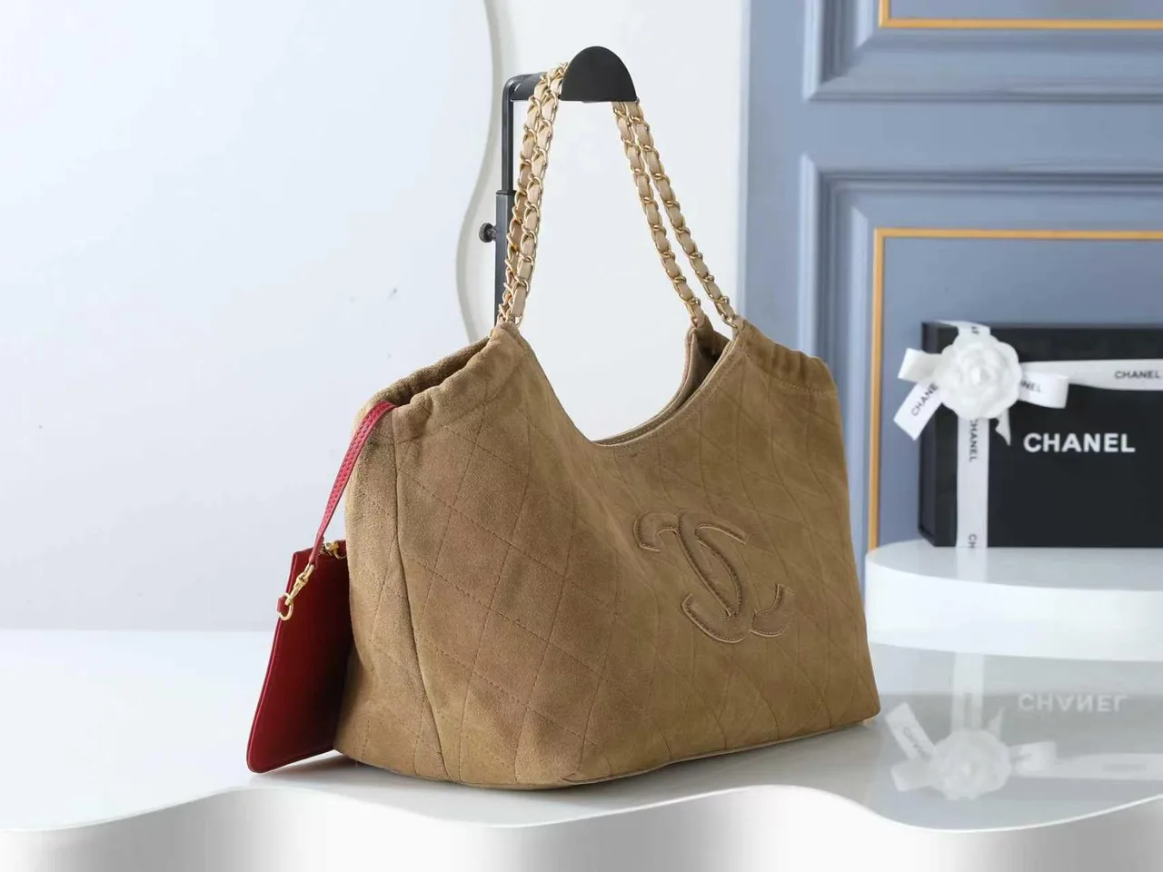 Chanel Quilted Hobo Bag in Tan · view 2