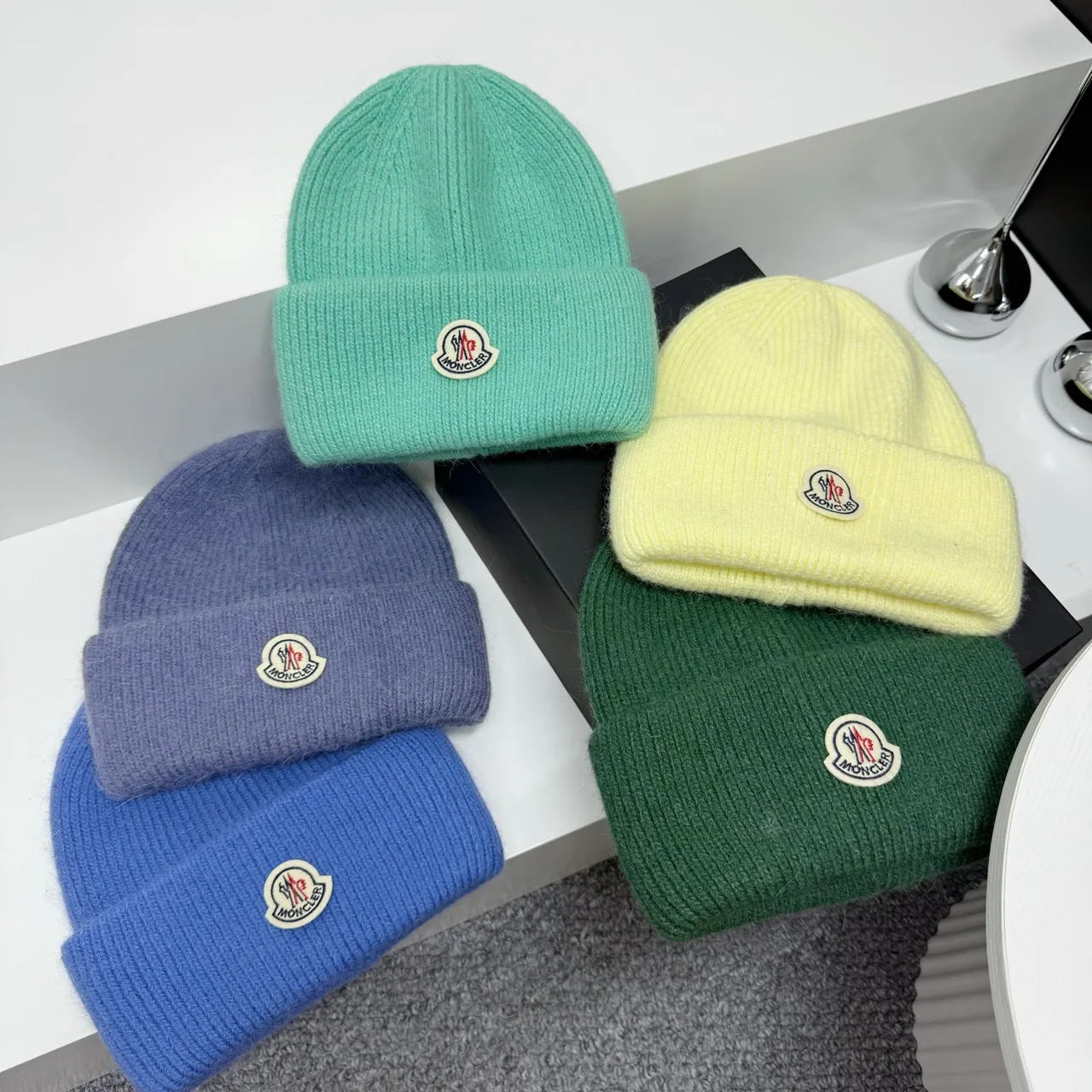 Moncler Beanie in Grey & Purple & Yellow & White & Blue & Pink & Green & Beige & Brown & Red & Black & Burgundy · view 5