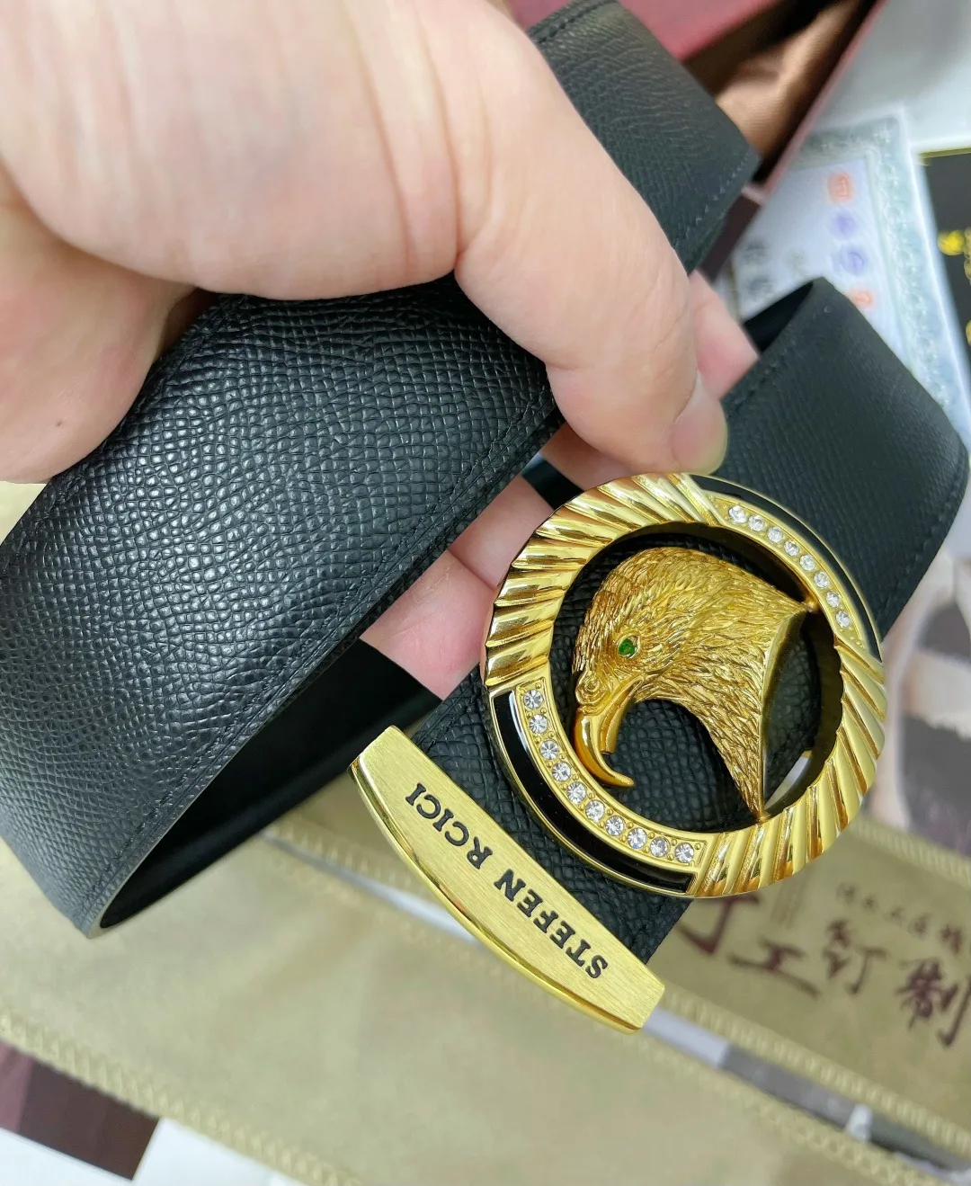 Stefen Rcici Eagle Buckle Belt in Black · view 7