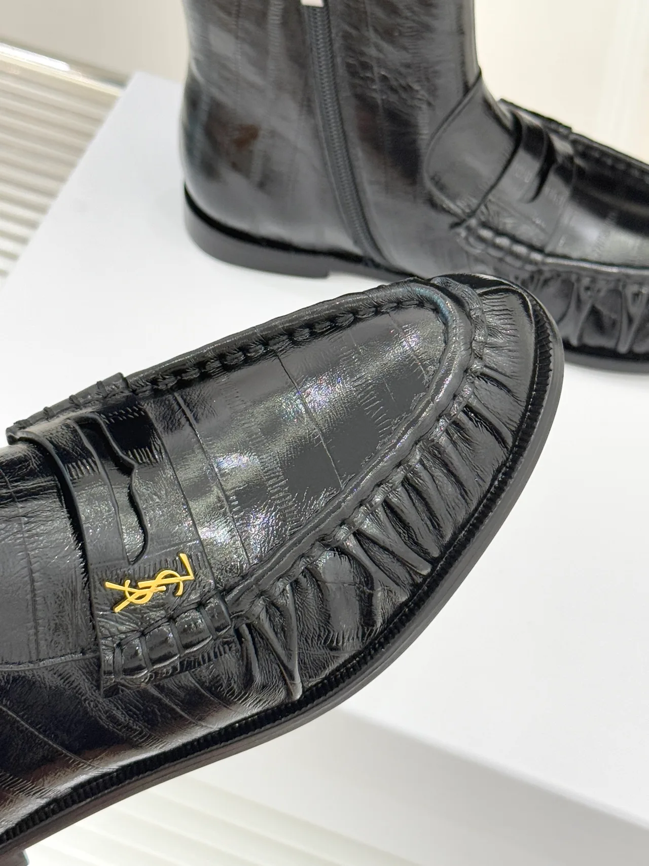 Saint Laurent Smooth Ankle Boots in Black · view 7