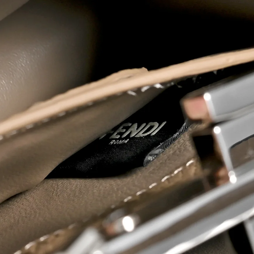 Fendi Calfskin Smooth Top-Handle Bag in Grey · view 8
