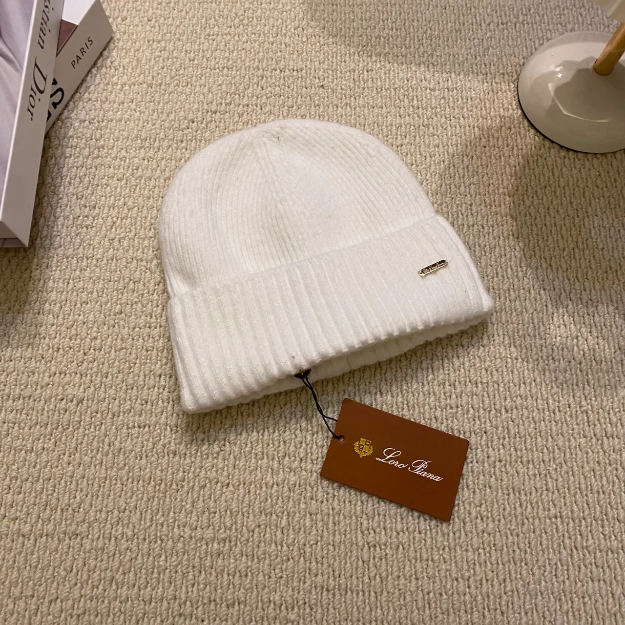 Loro Piana Beanie in Black & White & Beige & Orange & Grey & Brown · view 2