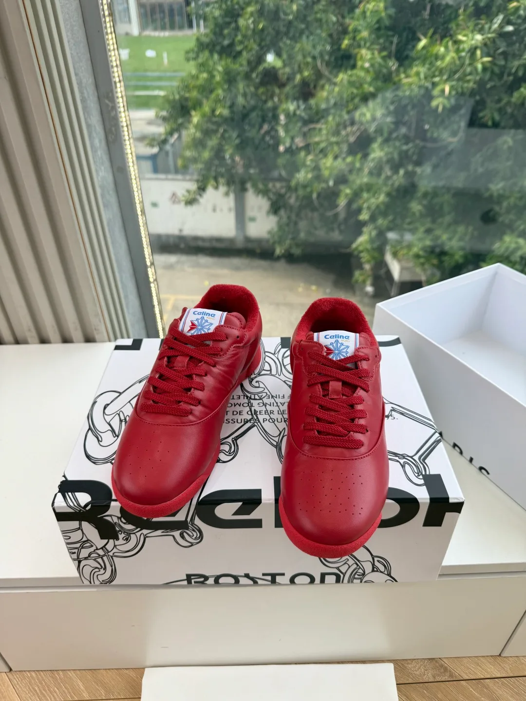 Celine Cowhide Smooth Sneakers in Red · view 1