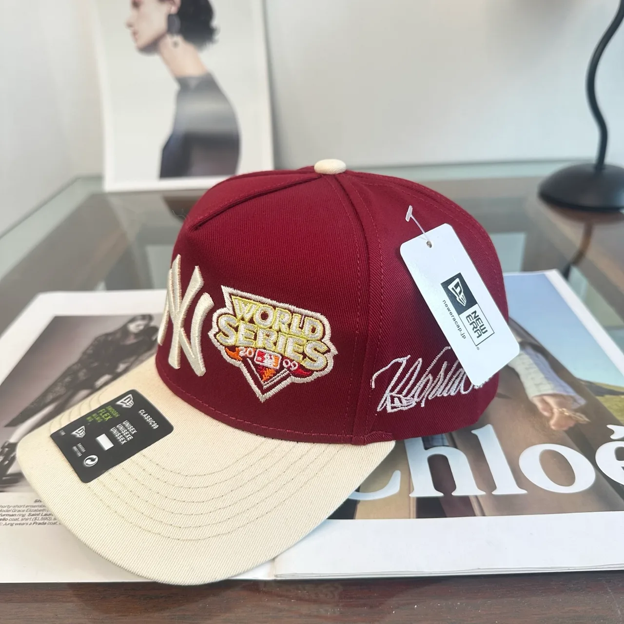 New Era Embroidered Baseball Cap in Burgundy · view 3