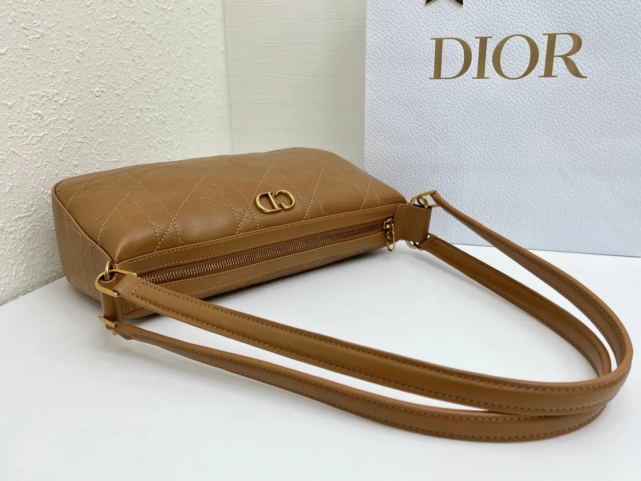 Dior Quilted Hobo Bag in Tan · view 4