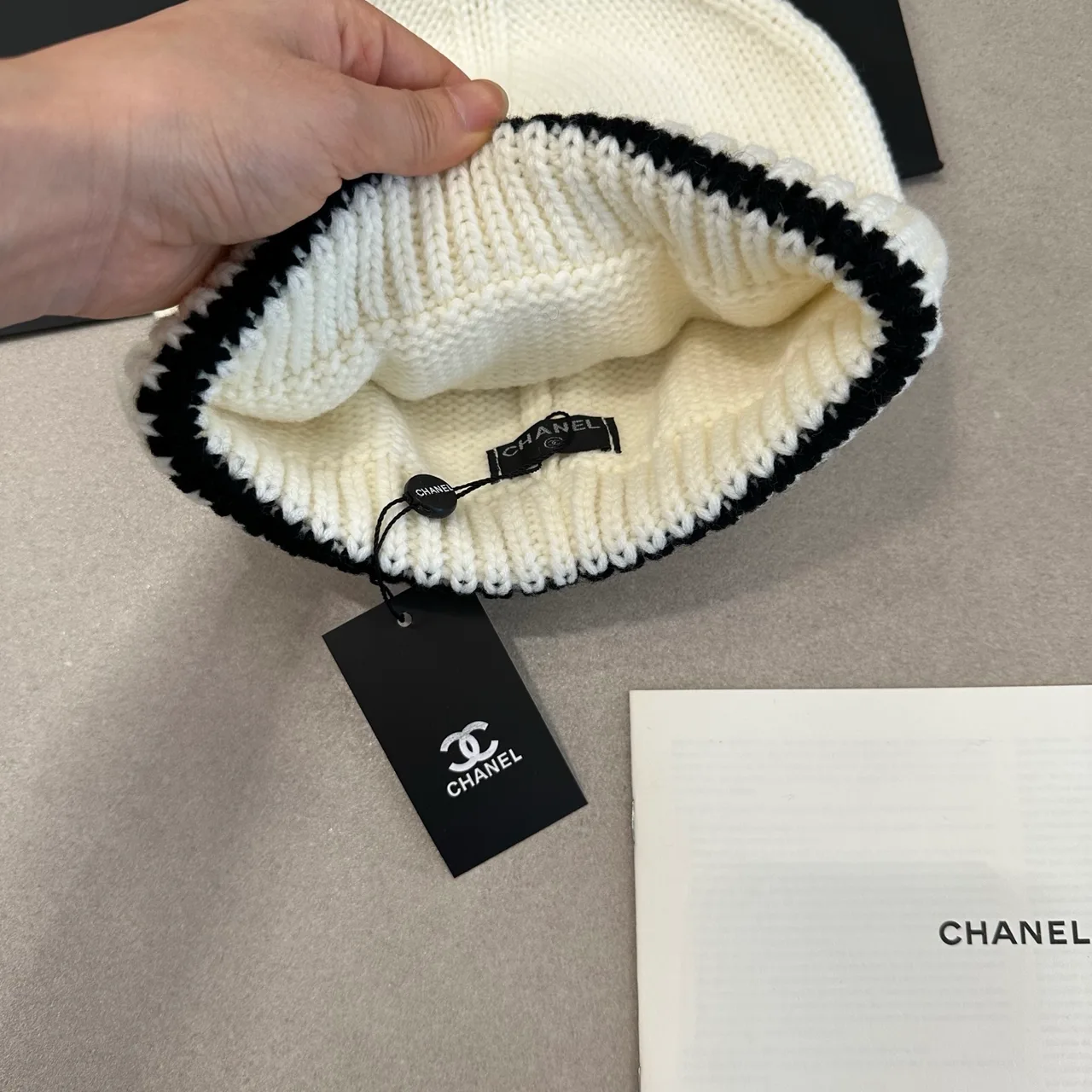 Chanel Beanie in Black & White & Grey · view 4