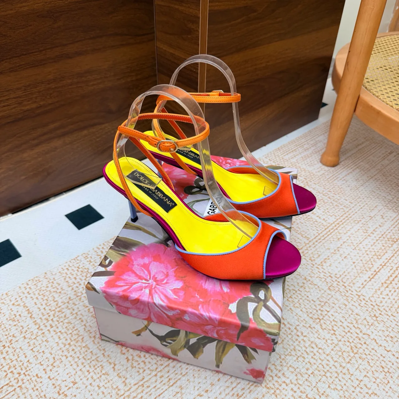 Dolce & Gabbana Peep-Toe Sandals in Orange · view 1