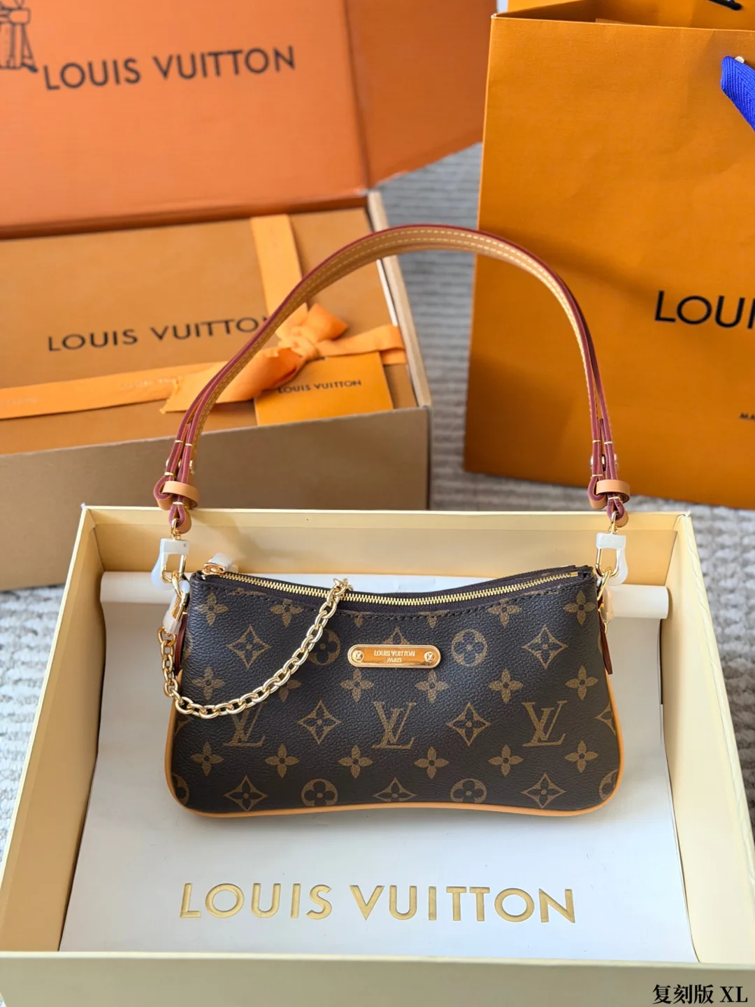 Louis Vuitton Cowhide Canvas Clutch in Brown · view 2