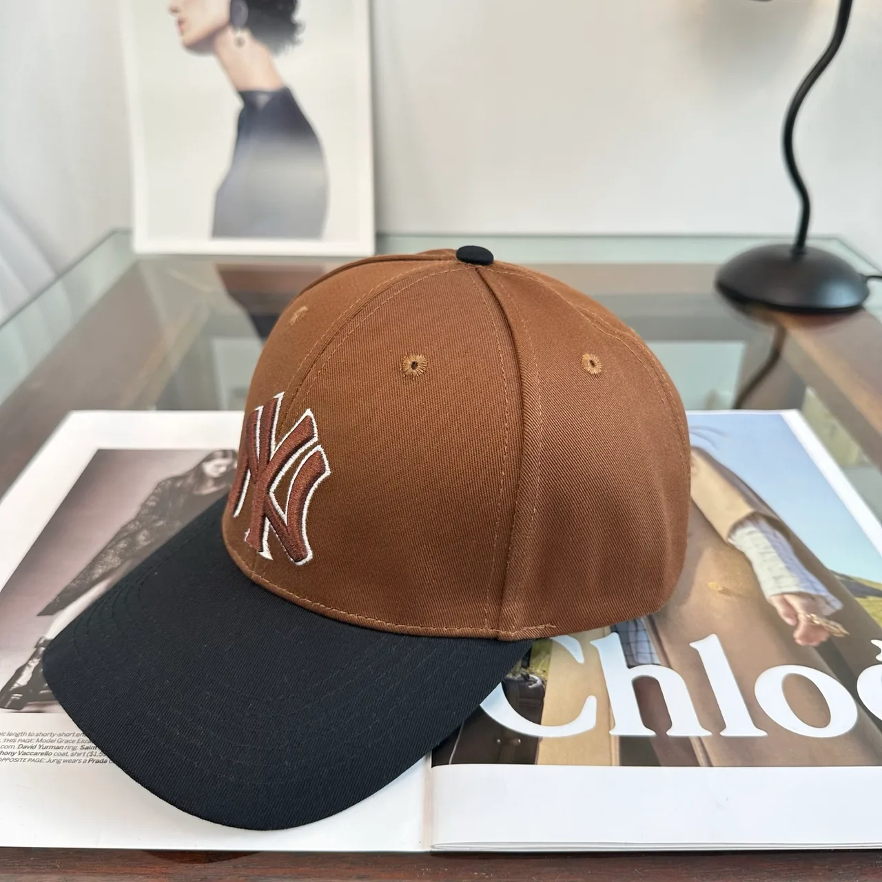 New Era Embroidered Baseball Cap in Brown · view 3
