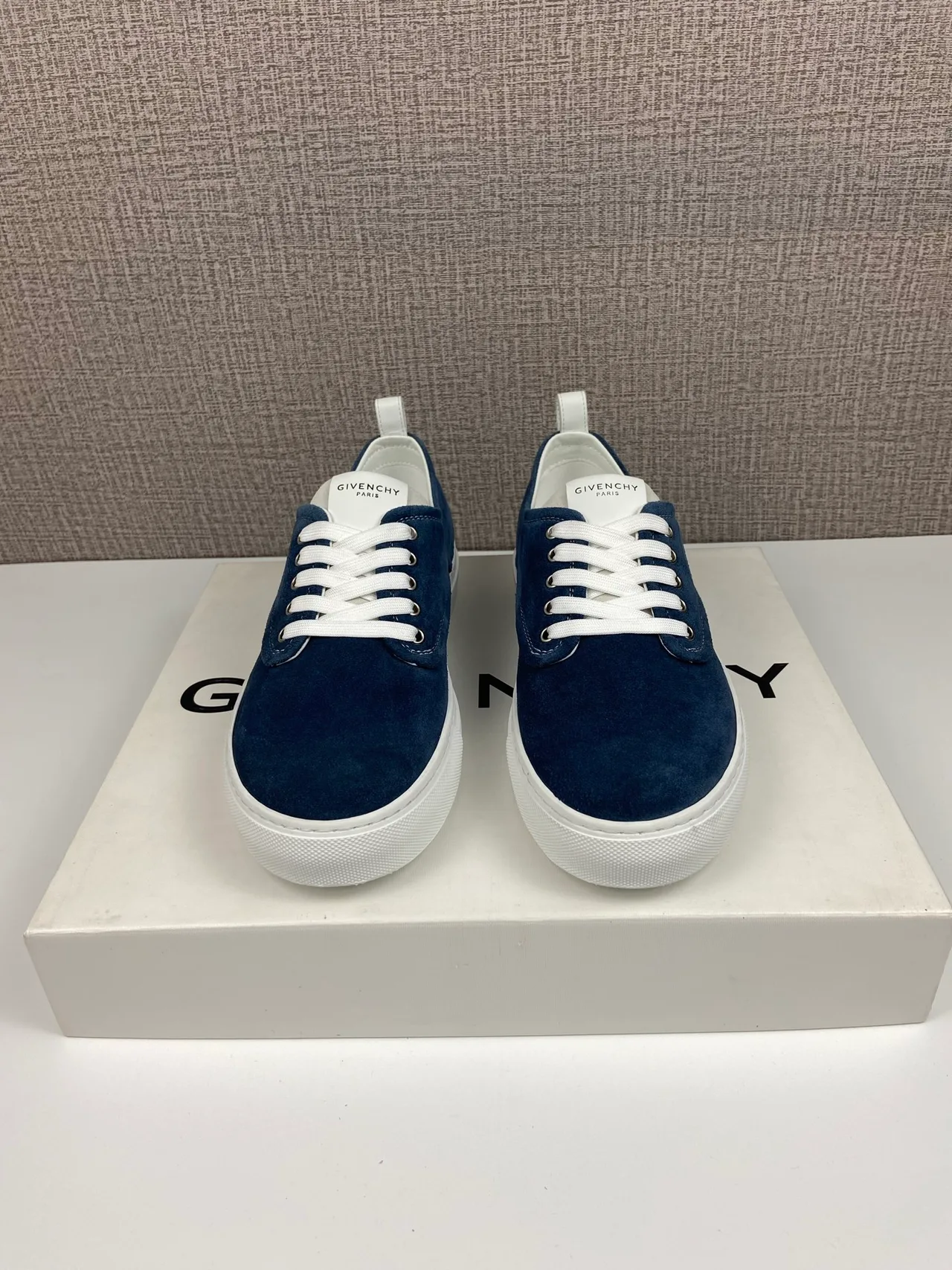 Givenchy Cowhide Suede-Look New City Sneakers in Blue · view 1
