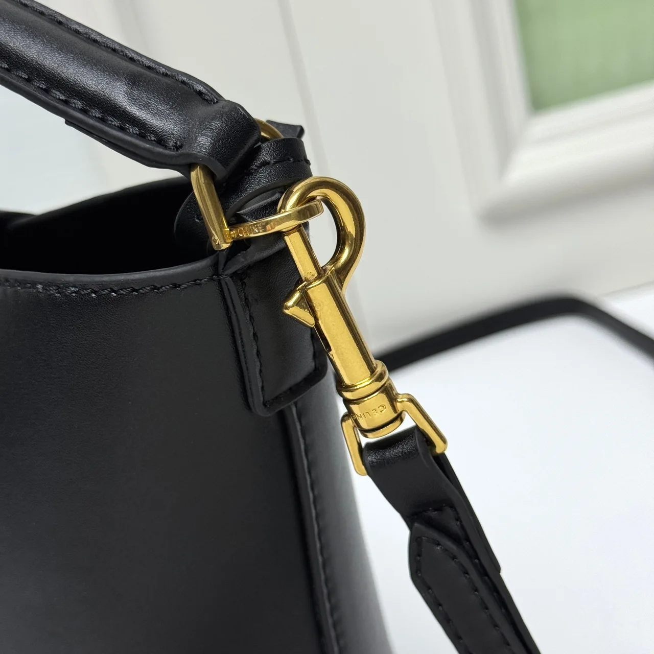 Celine Calfskin Bucket Bag in Black · view 5