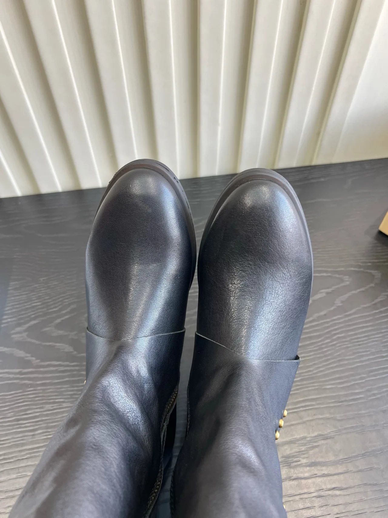 A.S.98 Cowhide Glossy Knee-High Boots in Black · view 5