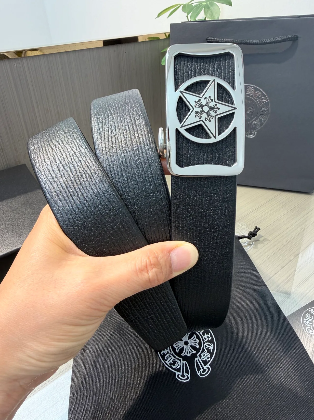 Chrome Hearts Calfskin Belt in Black · view 3