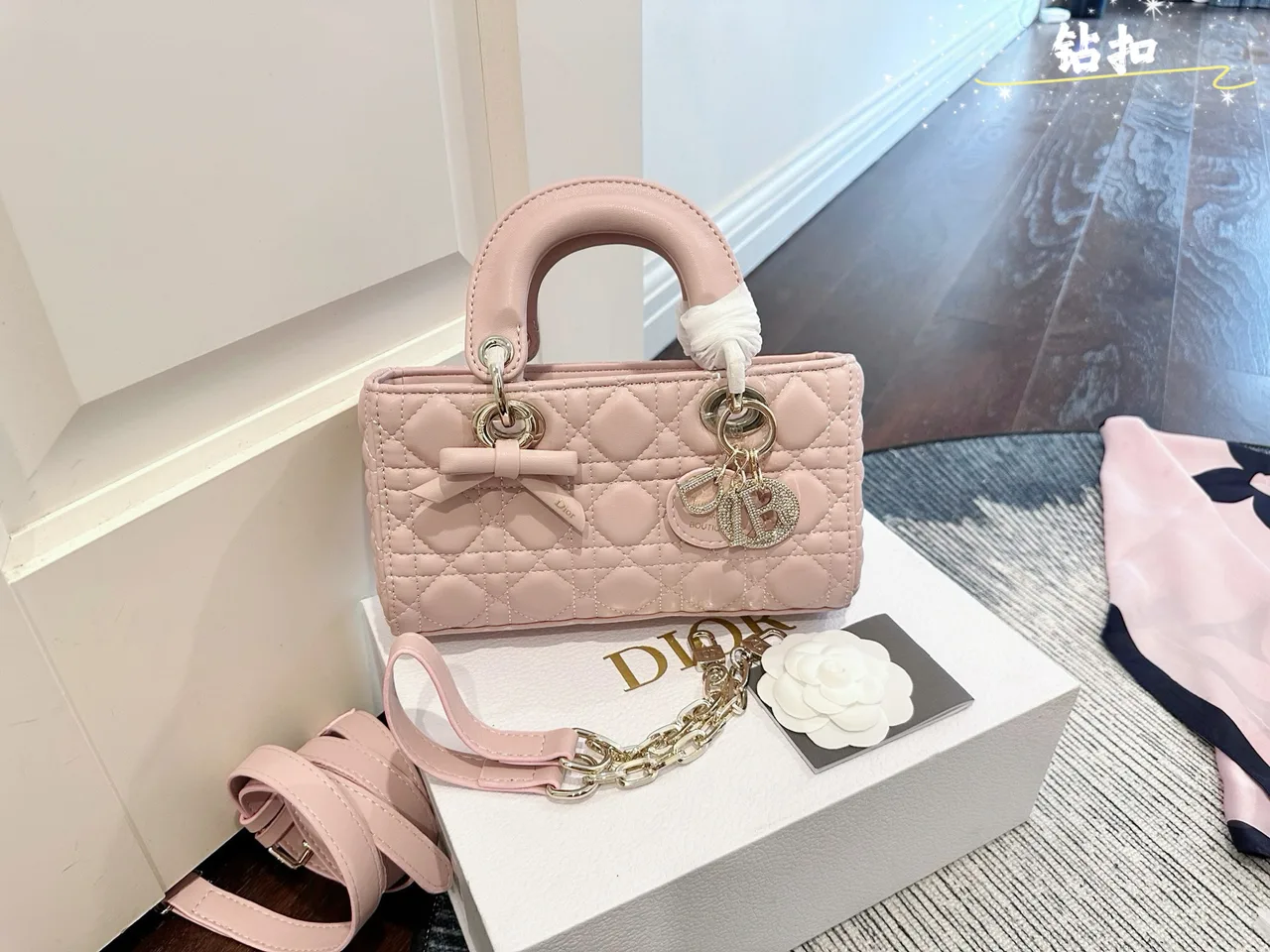 Dior Bow D-Joy Bag in Brown / Blue / Pink / White / Black · view 3