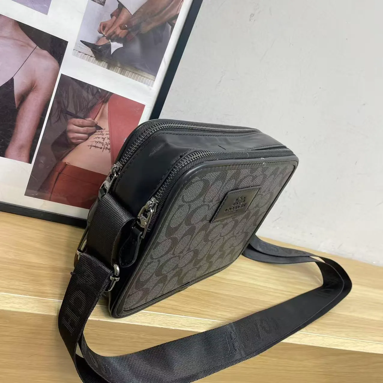 Coach 95032 Camera Bag in Beige & Grey & Black · view 5