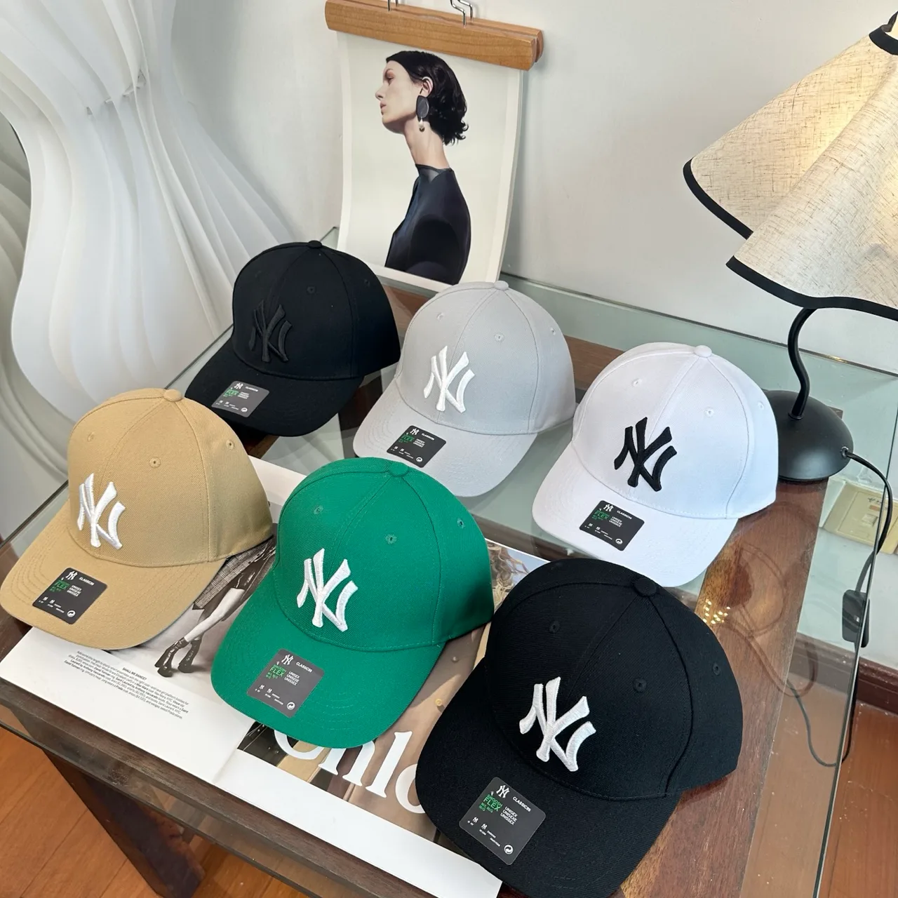 NY Letter Baseball Cap in Black & Grey & White & Brown & Green · view 2
