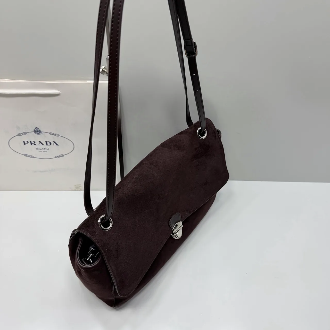 Prada Flap Shoulder Bag in Brown · view 3