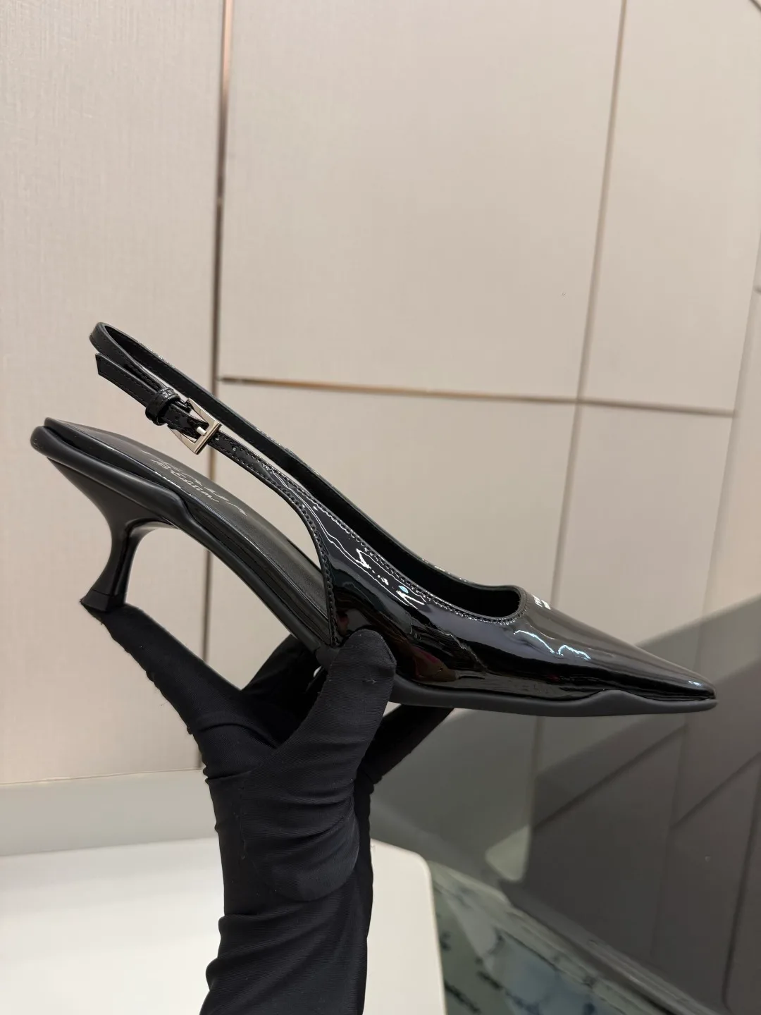 Prada Patent Leather Pointed Slingback Pumps in Black · view 7