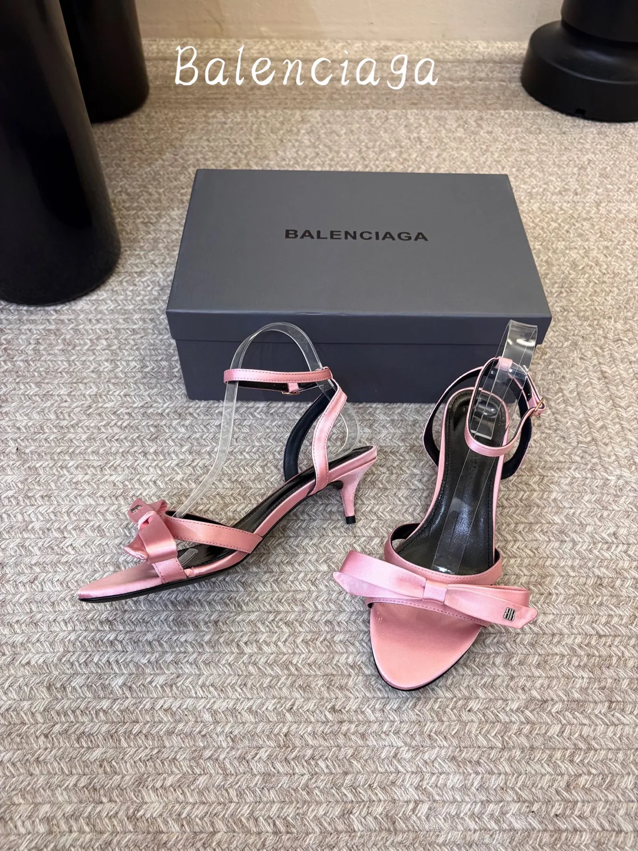 Balenciaga Silk Ankle Strap Sandals in Pink · view 5