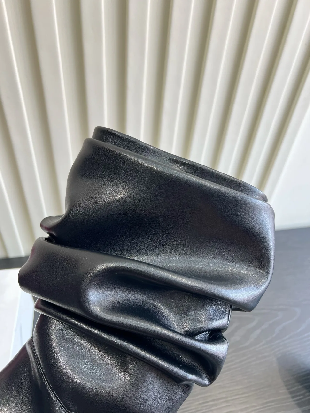 Amina Muaddi Cowhide Glossy Pointed-Toe Boots in Black · view 7