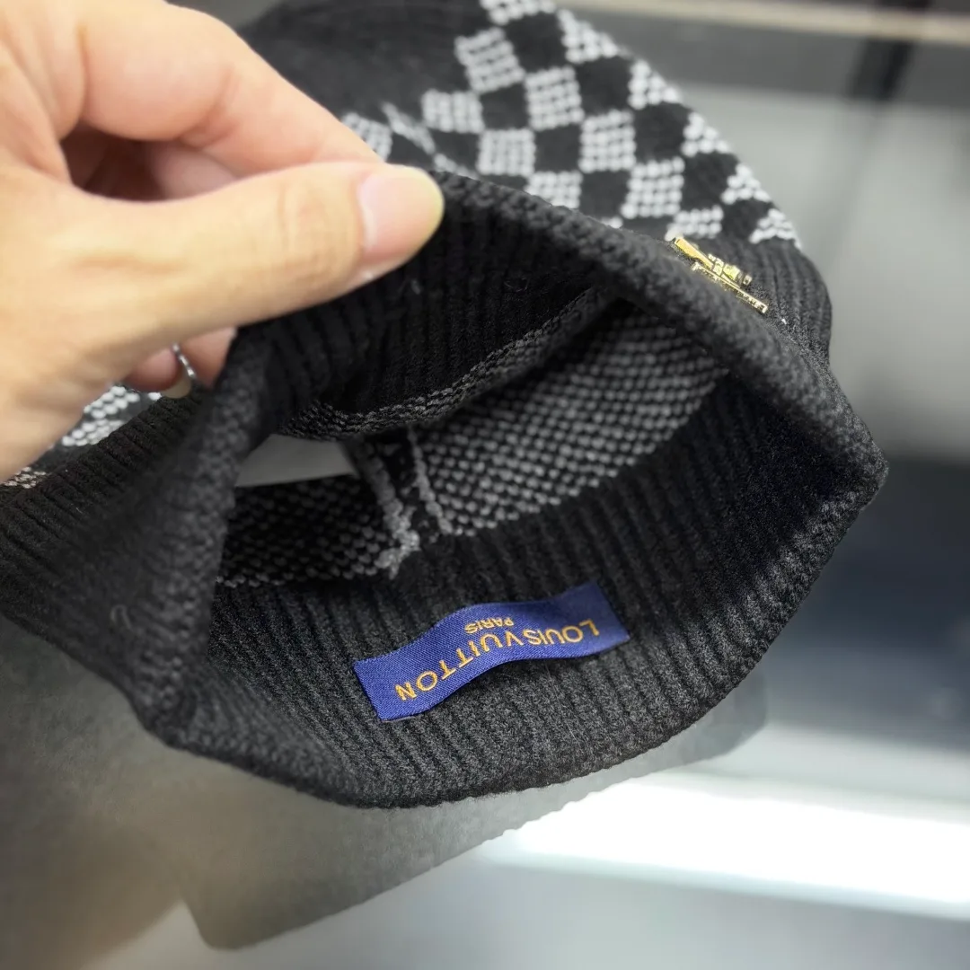 Louis Vuitton Wool Check Hat Scarf and Gloves Set in Grey · view 6