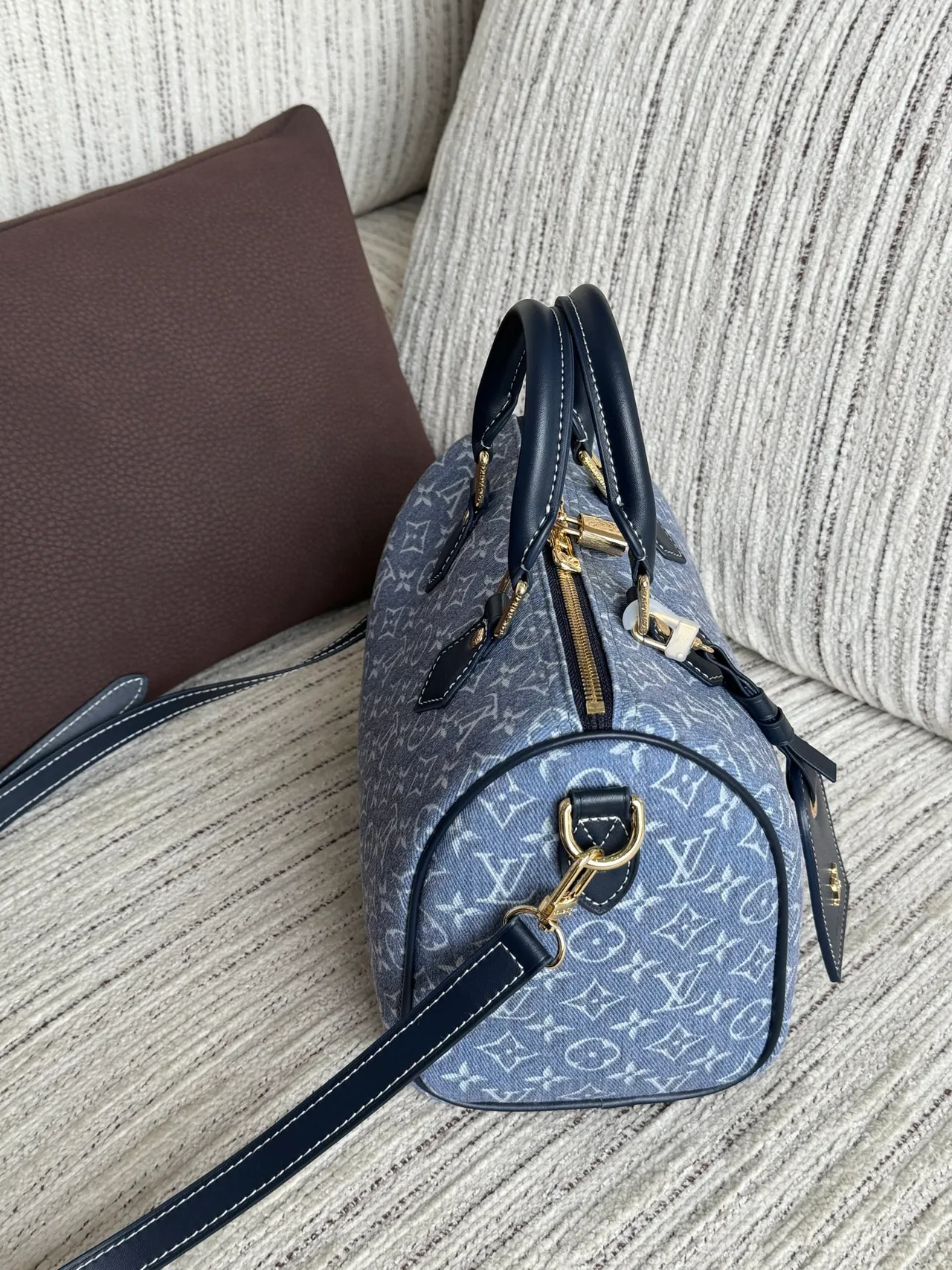Louis Vuitton Canvas Monogram Top-Handle Bag in Blue · view 4