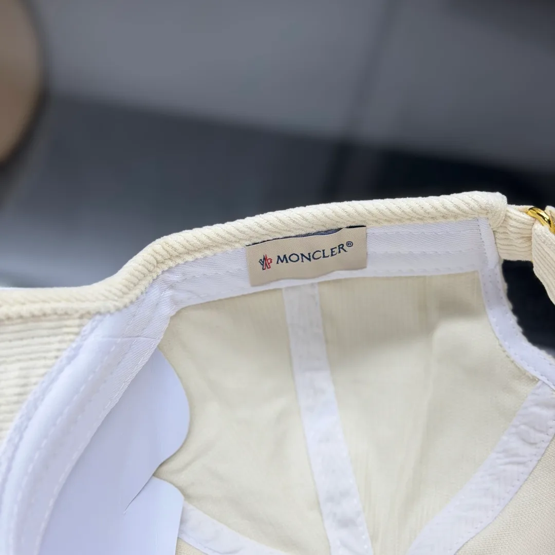 Moncler Smooth Baseball Cap in Cream · view 8