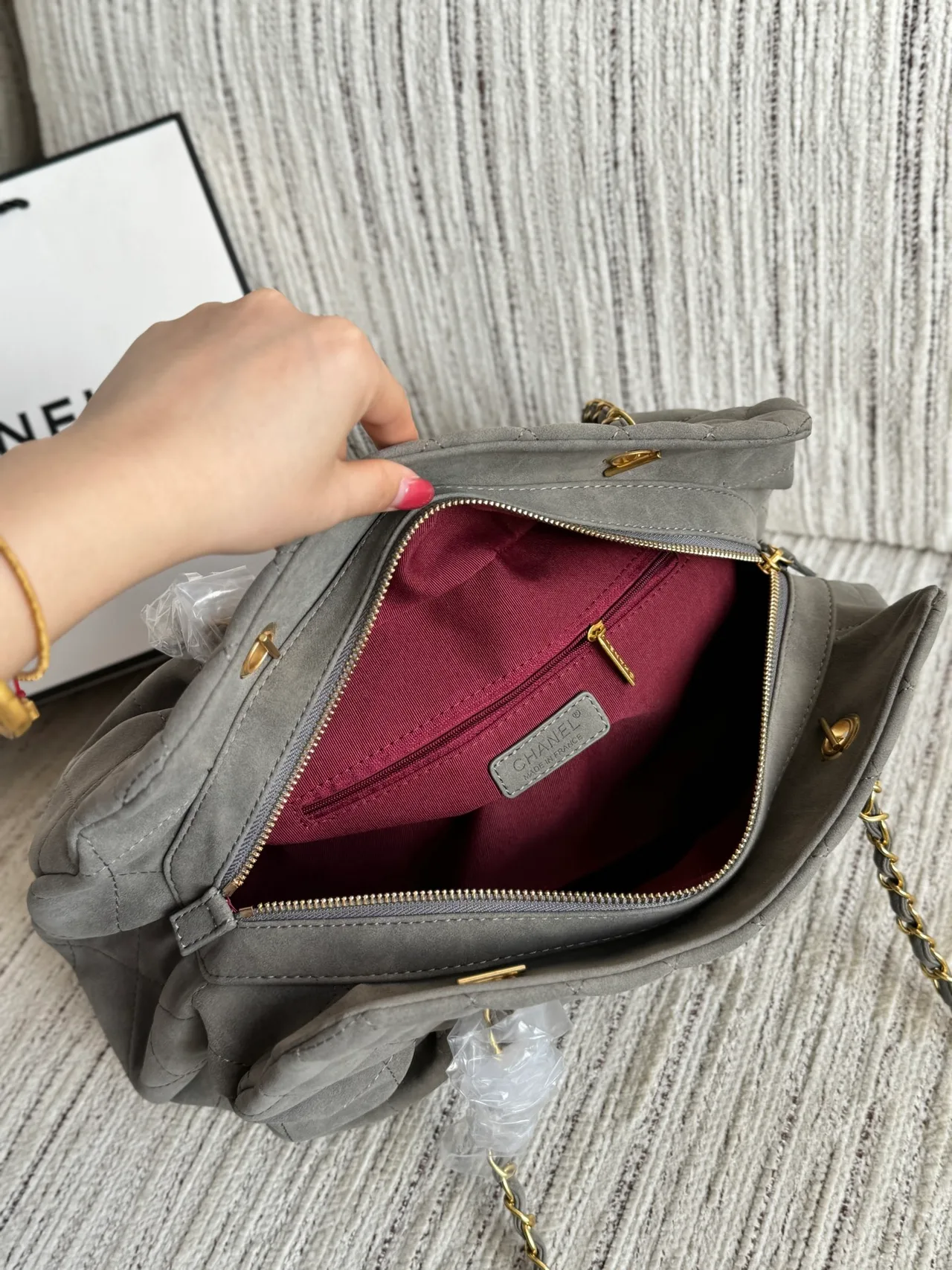 Chanel Quilted Matte Hobo Clutch in Grey · view 8