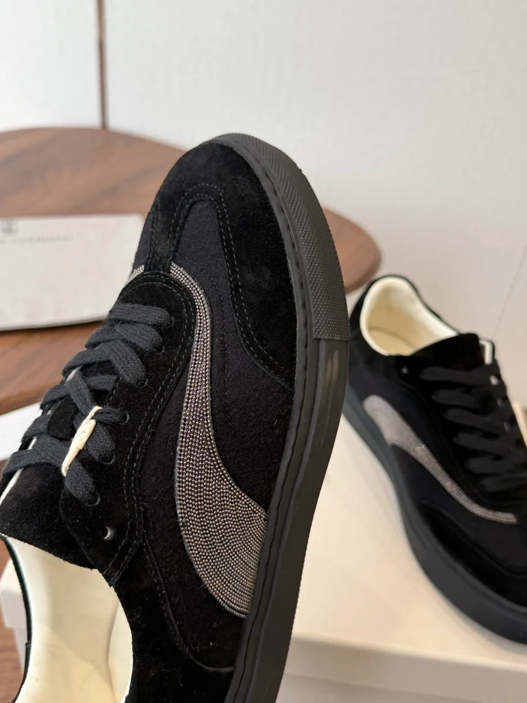 Brunello Cucinelli Cowhide Suede Lined Sneakers in Black · view 6