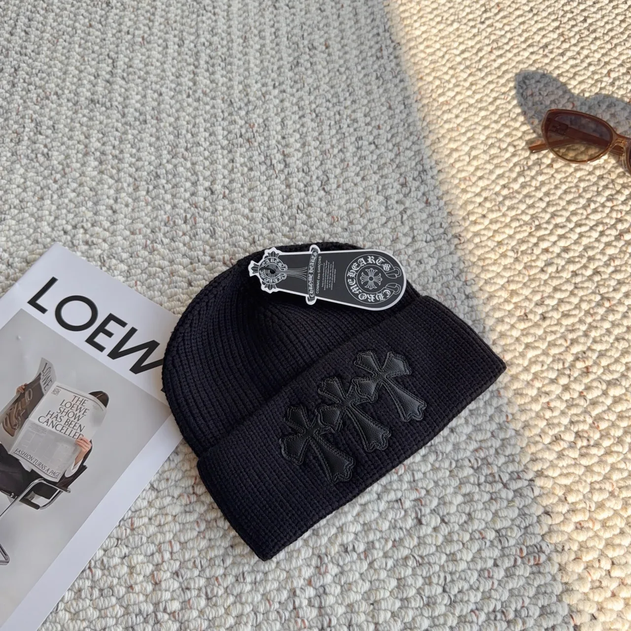 Chrome Hearts Cross-Patch Knit Beanie in Black · view 5
