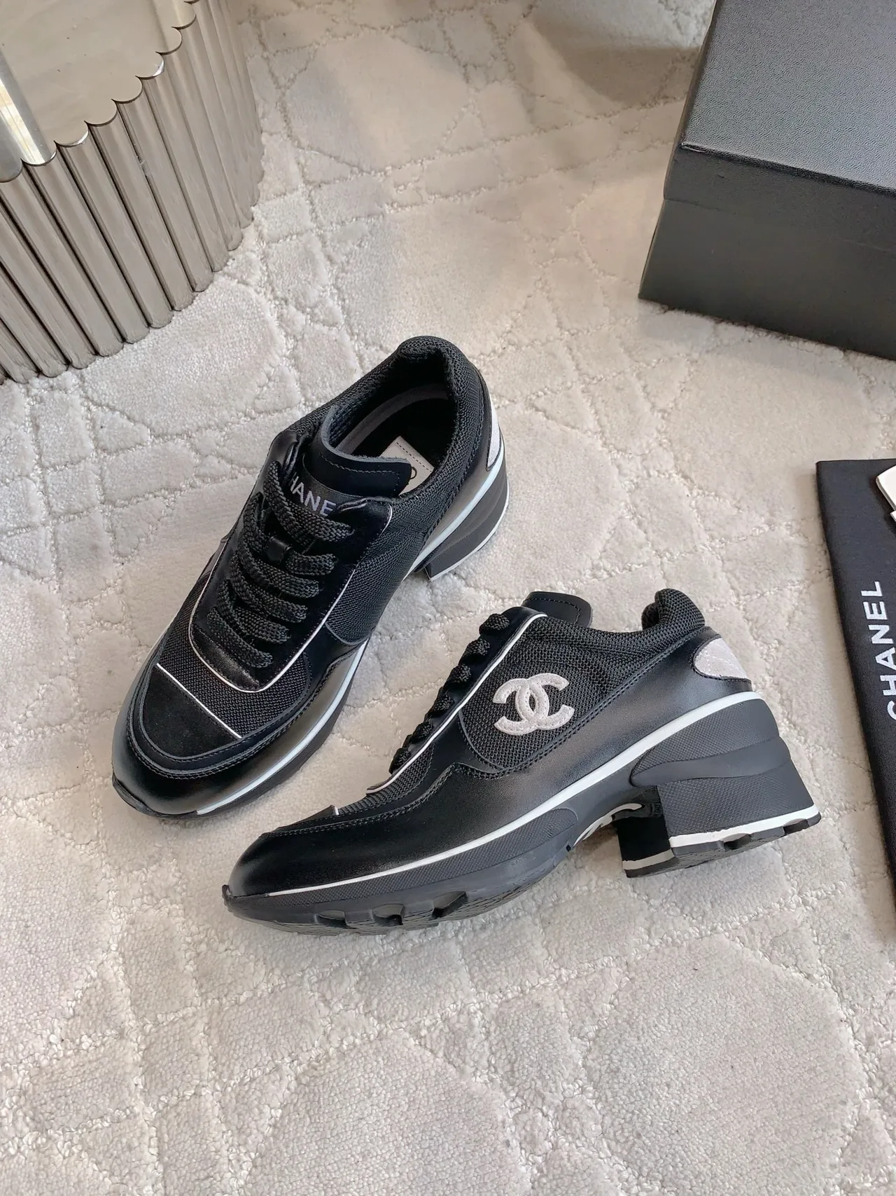 Chanel Cowhide Sneakers in Black · view 4