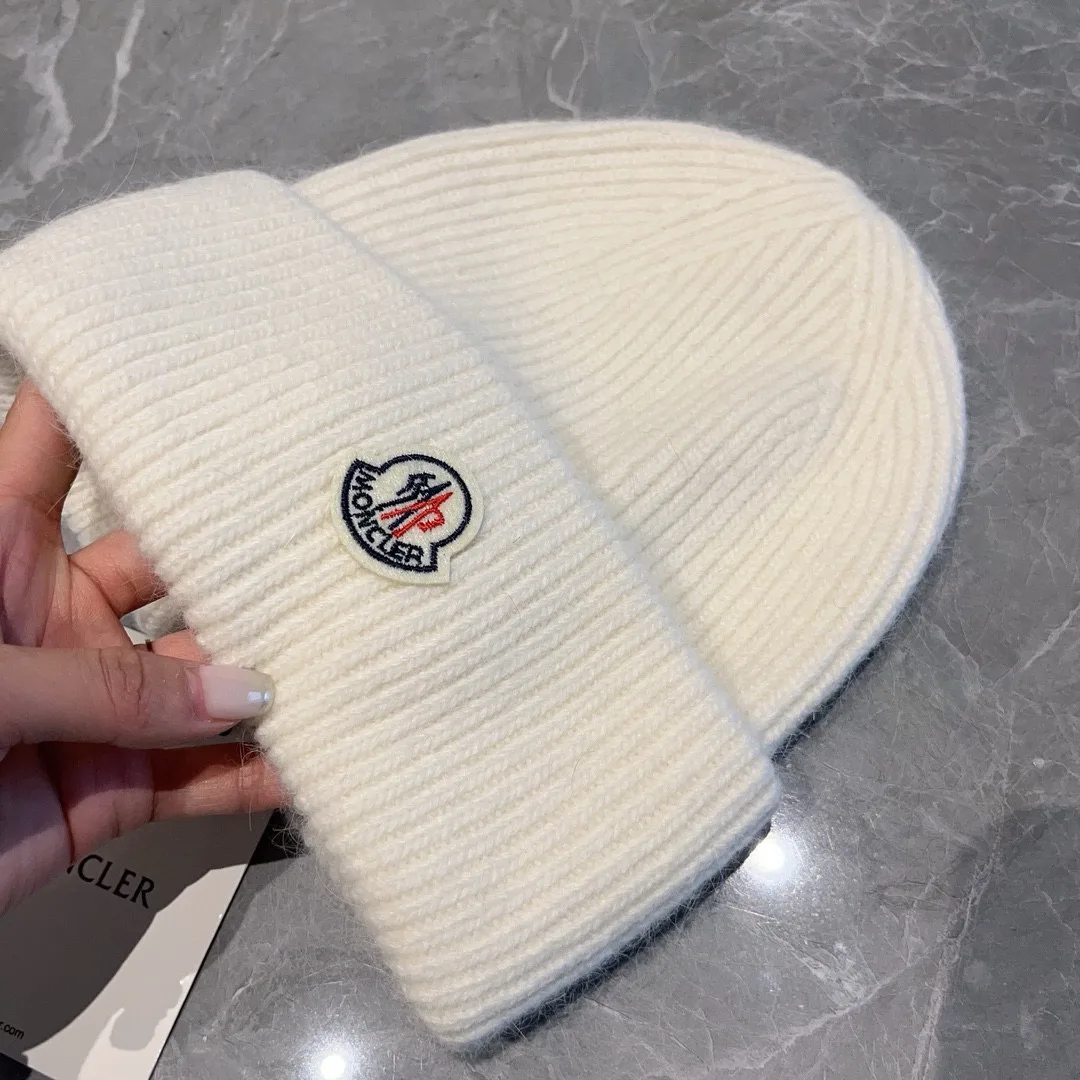 Moncler Beanie in White & Black · view 3
