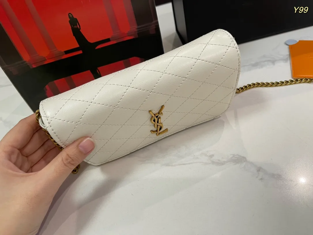 Saint Laurent Sheepskin Chain Wallet in White · view 3